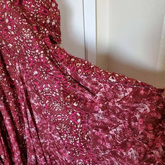 NEW Free People Pink Fushia Combo Short Sleeve Batik Tent Loose Fit Dress Size S - Picture 9 of 16